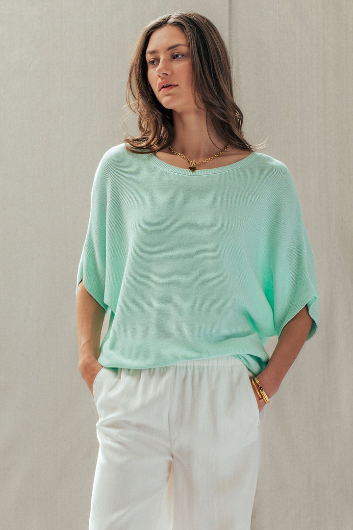 dolman short sleeve knit top - mint (additional view)