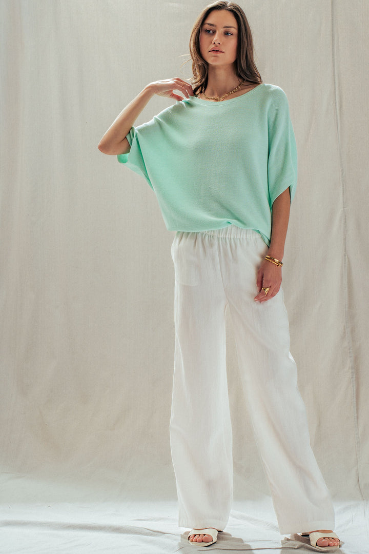 dolman short sleeve knit top - mint (additional view)