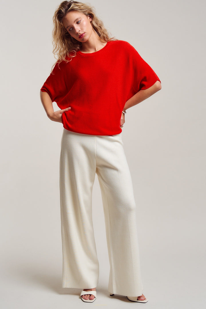 dolman short sleeve knit top - red (additional view)