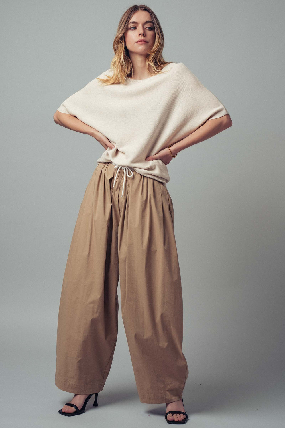 short sleeve knit top - natural (additional view)