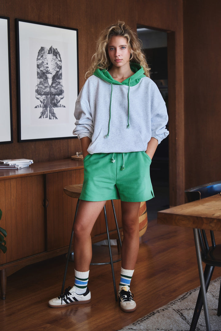 varsity sweat shorts - green (additional view)