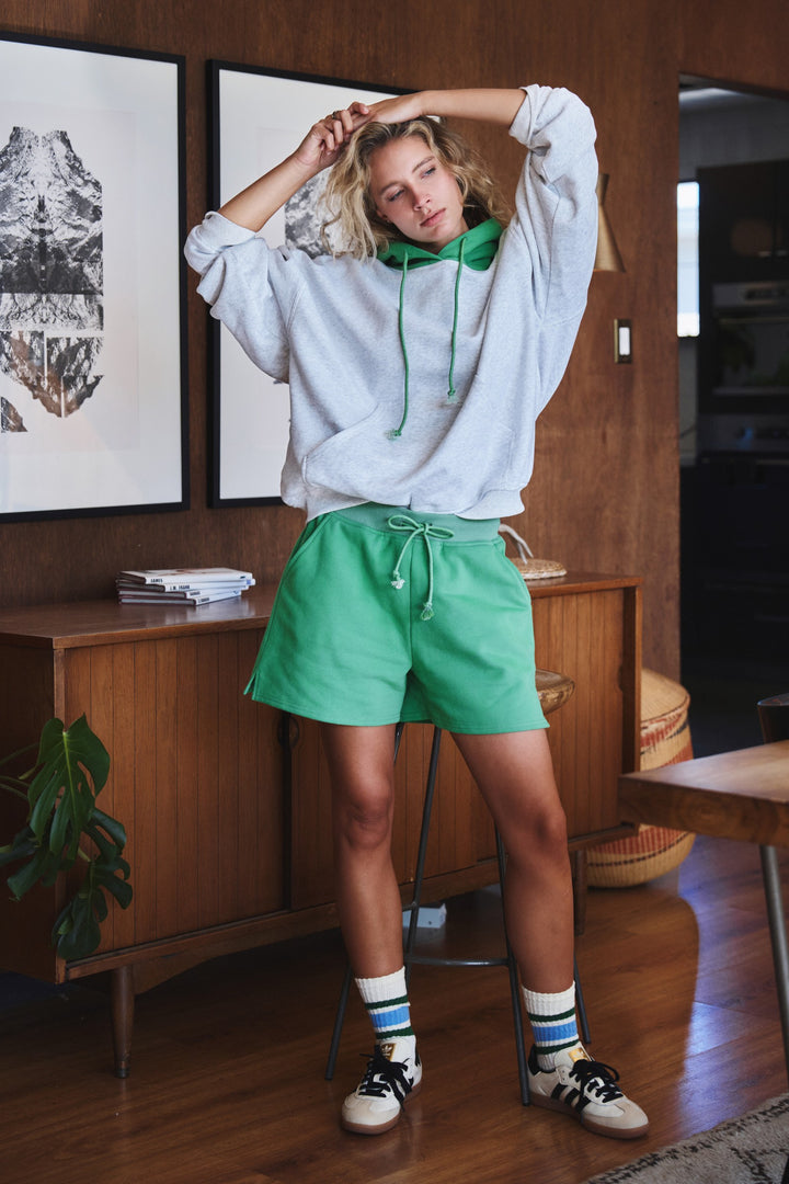 varsity sweat shorts - green (additional view)