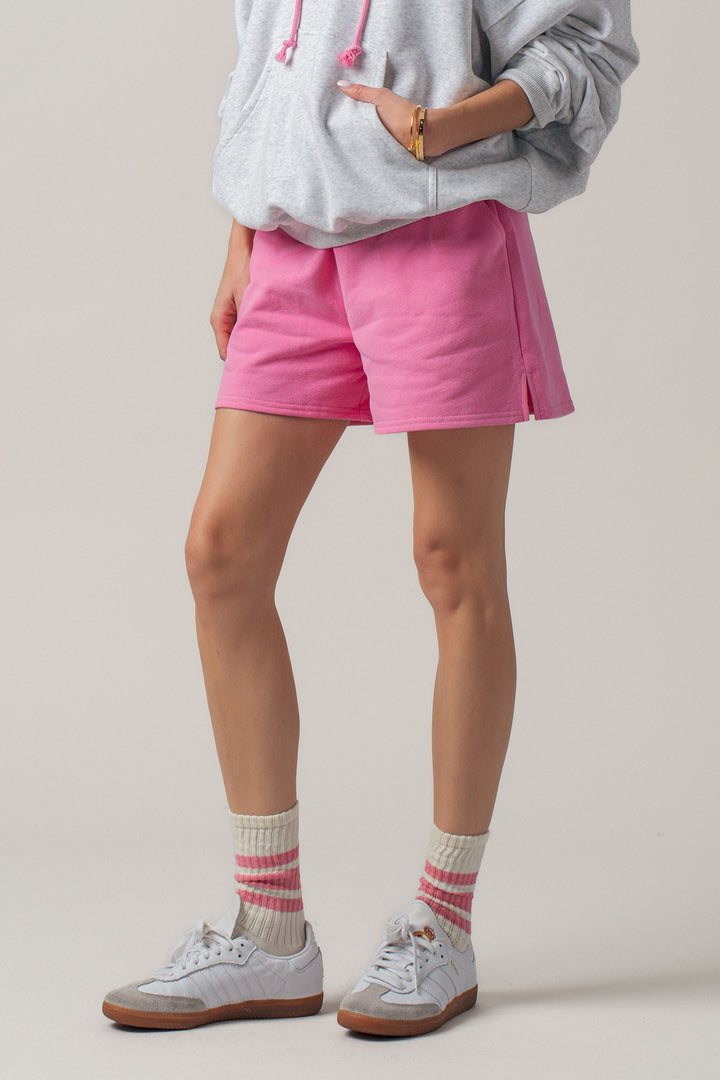 varsity sweat shorts - pink (additional view)