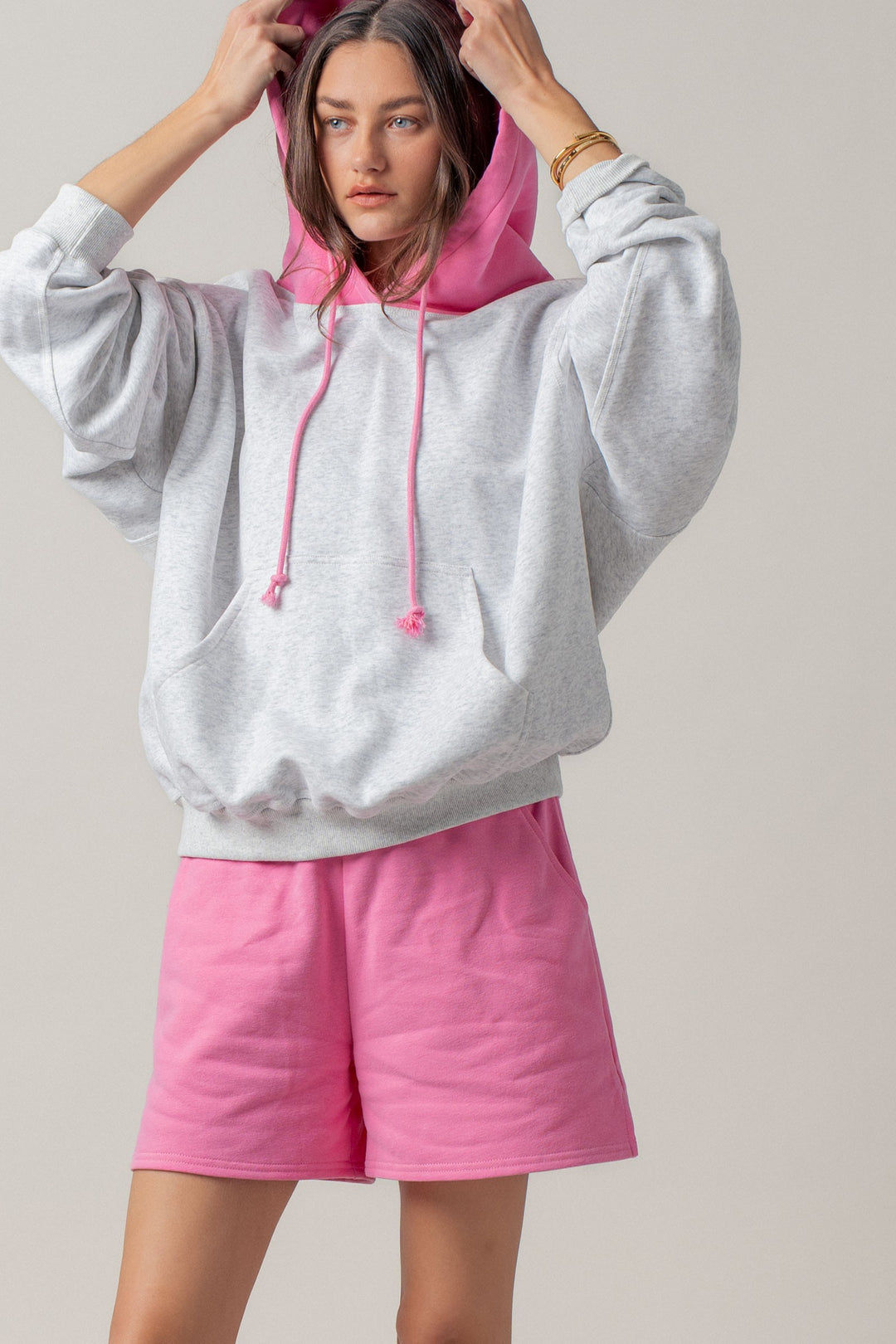 varsity sweat shorts - pink (additional view)