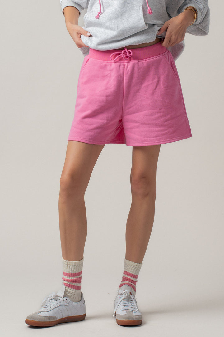 varsity sweat shorts - pink (additional view)