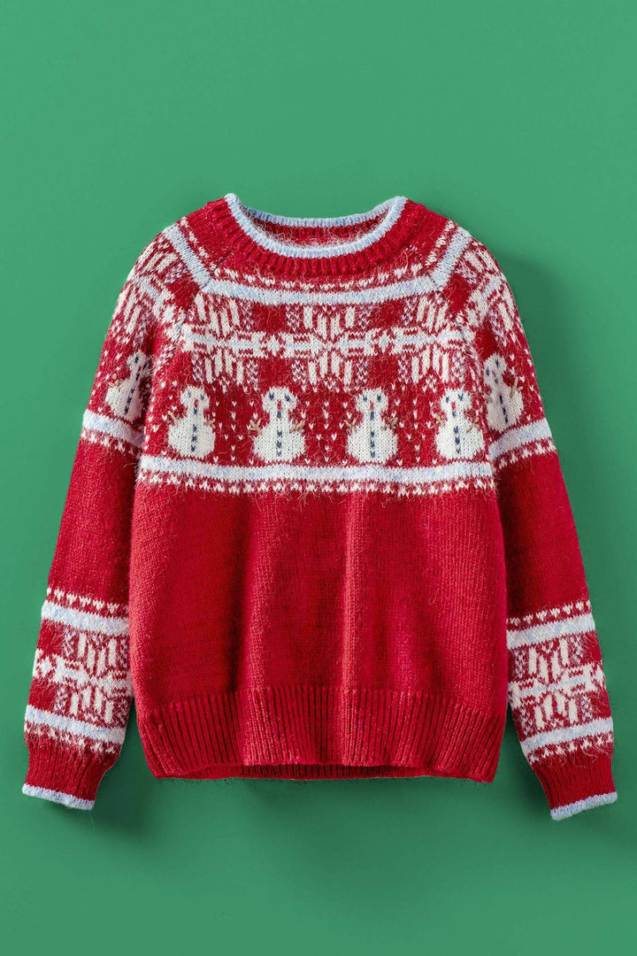snowman fair isle sweater - red (additional view)