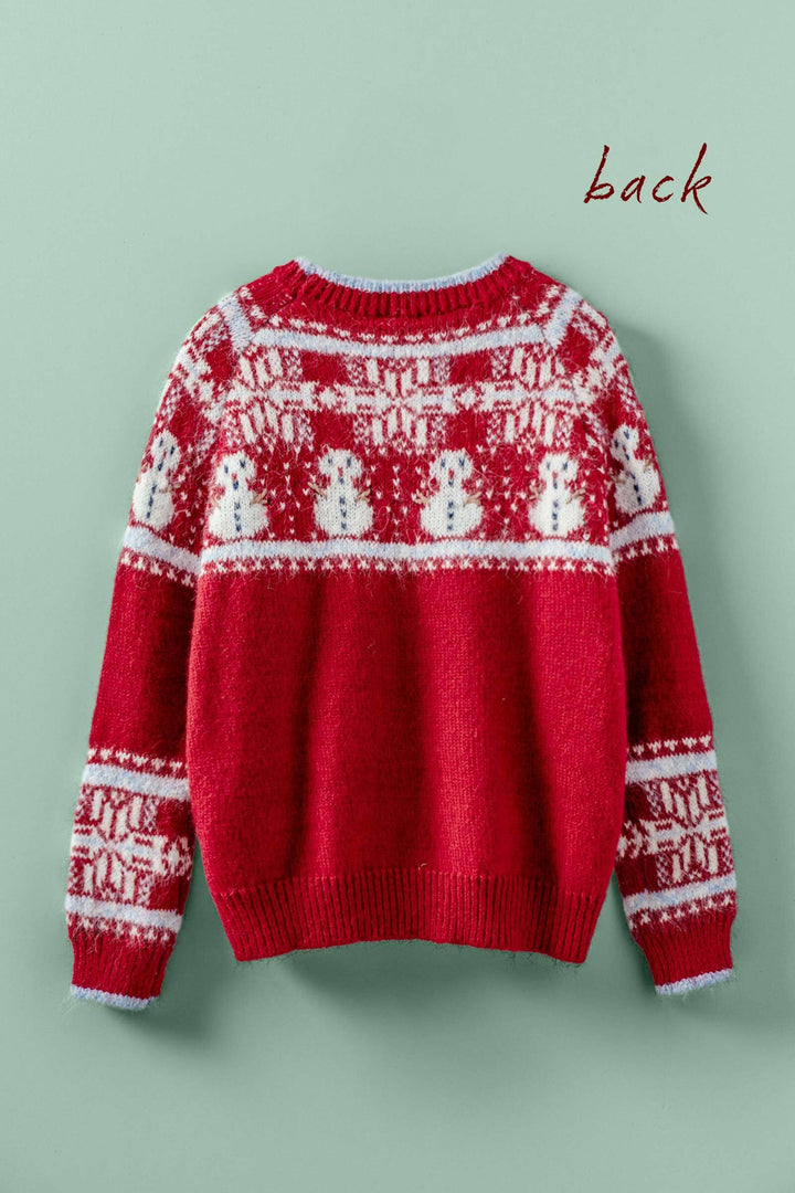snowman fair isle sweater - red (additional view)