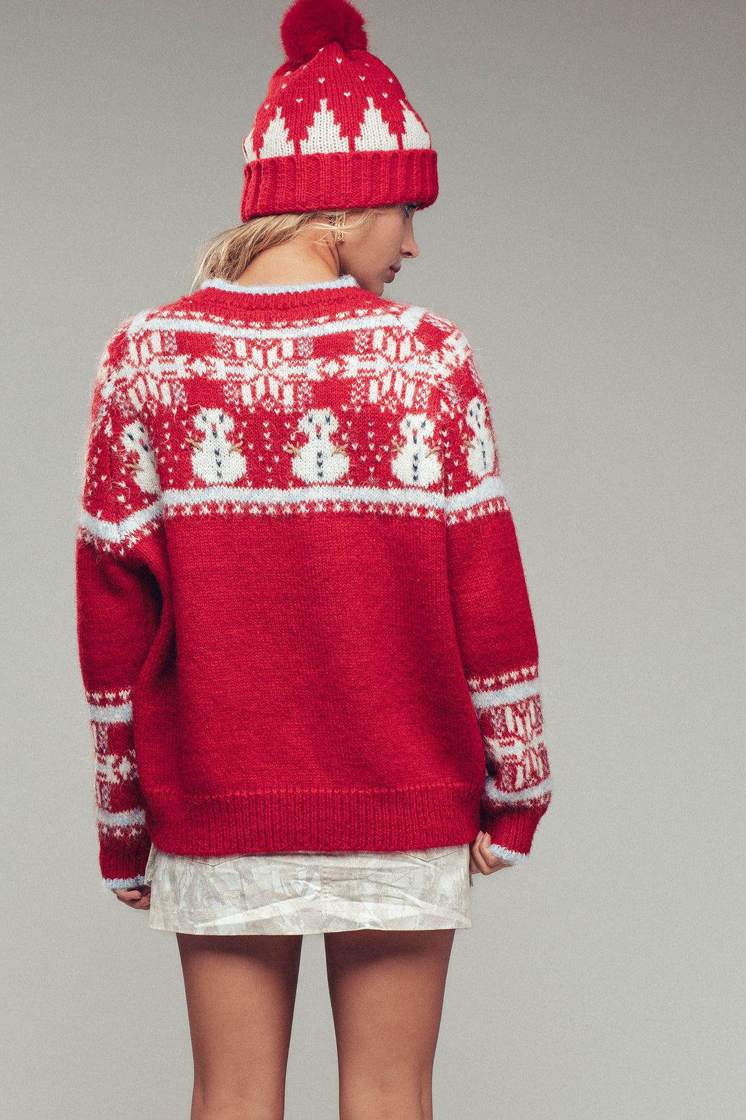 snowman fair isle sweater - red (additional view)