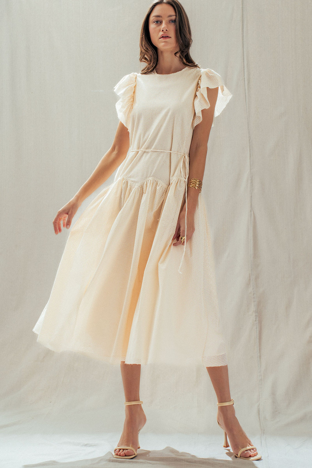flutter dress - ivory