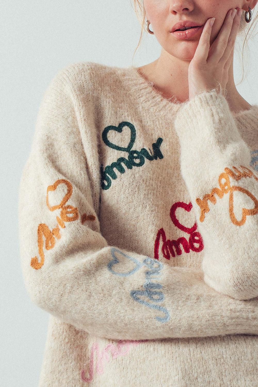 amour embroidered sweater - cream (additional view)