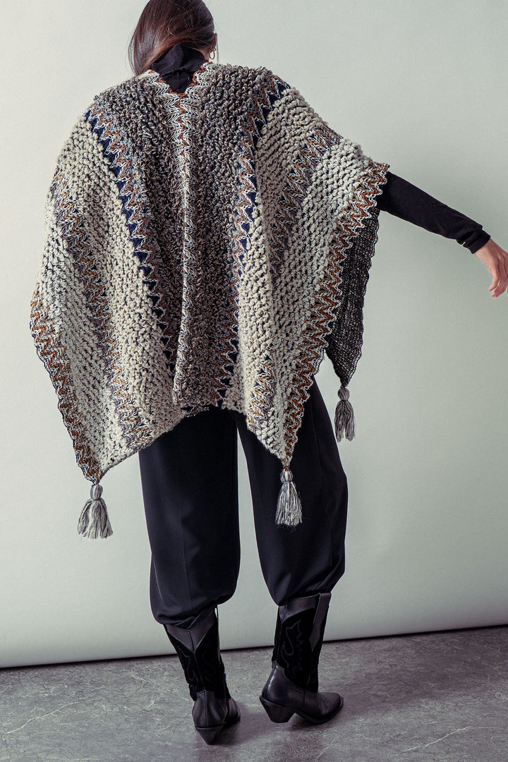 tassel knit poncho - black multi (additional view)