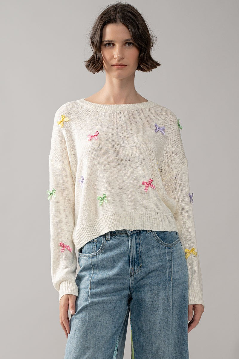 Sweet Gingham Bow Sweater