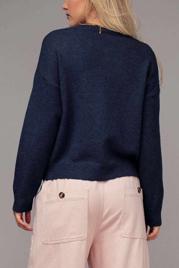 navy crab crewneck sweater - navy (additional view)