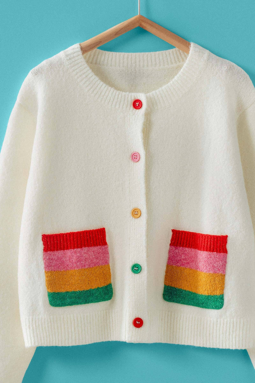colorblock pocket knit cardigan - ivory (additional view)