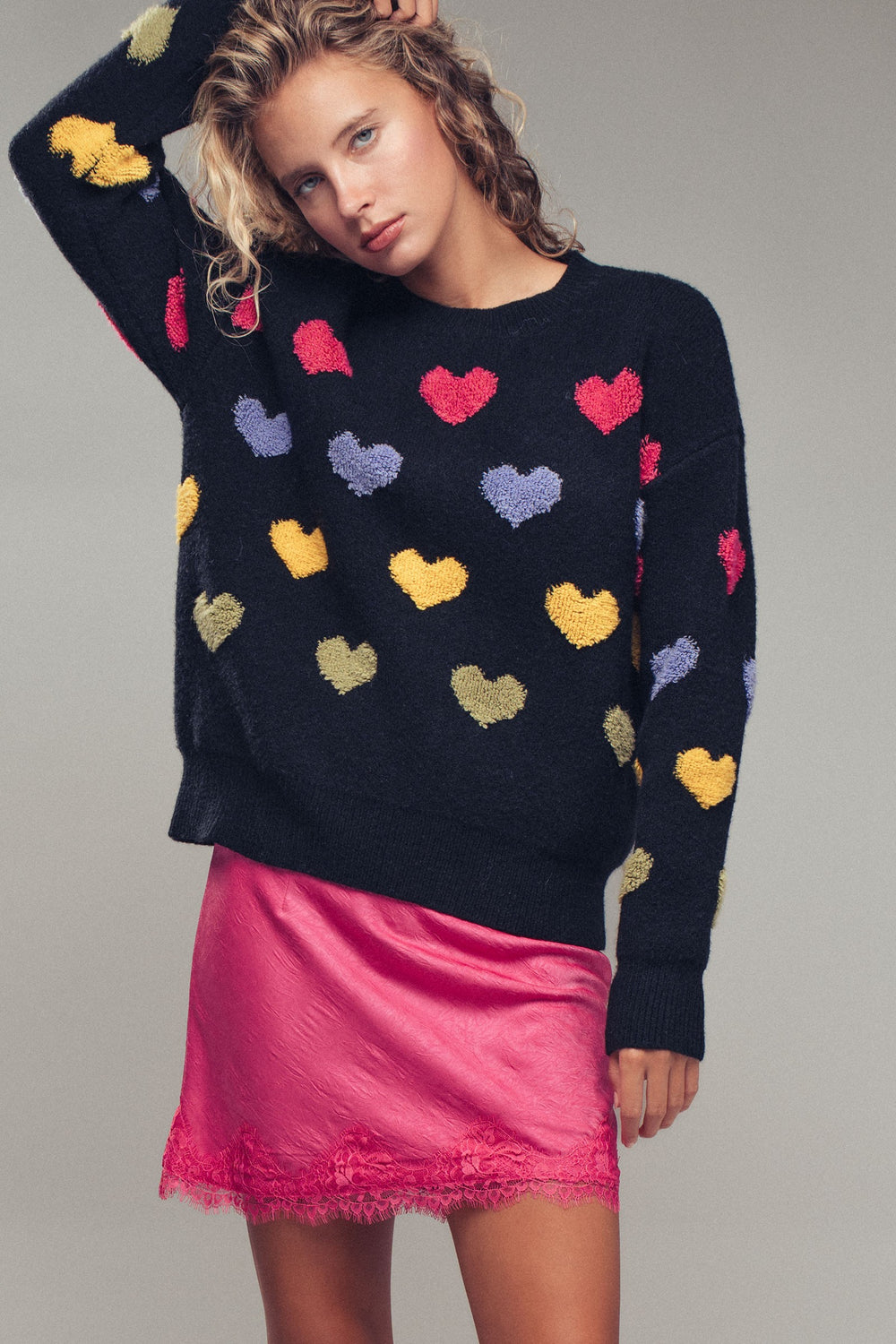 pattern knit sweater - black (additional view)