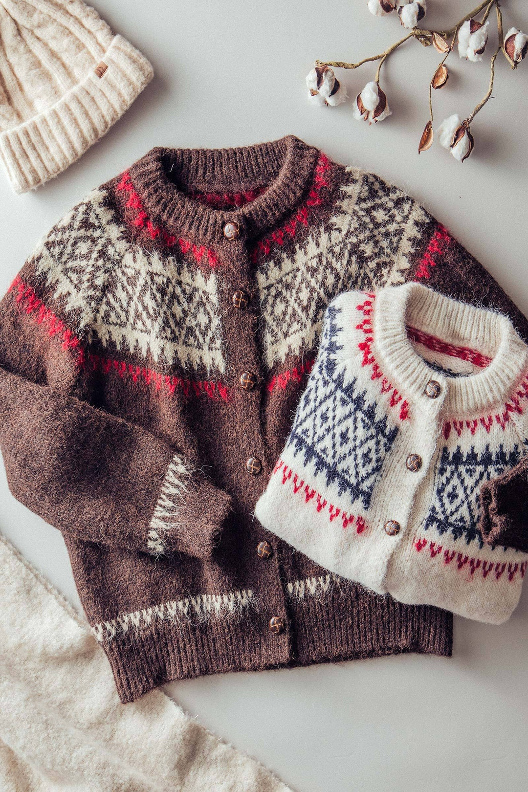 nordic fair isle sweater cardigan - default