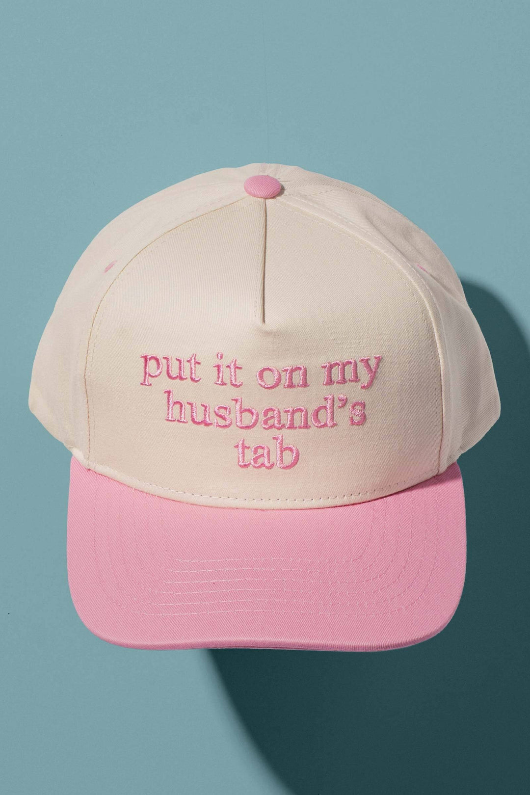 put it on my husbands tab trucker hat - pink