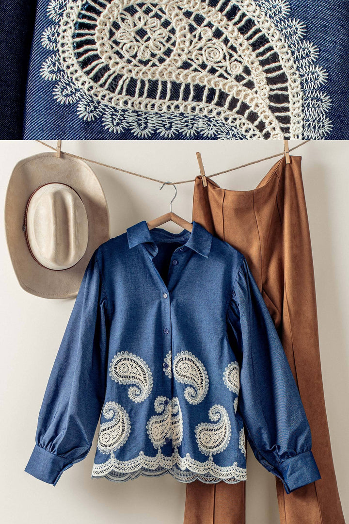 embroidered blouse - blue (additional view)