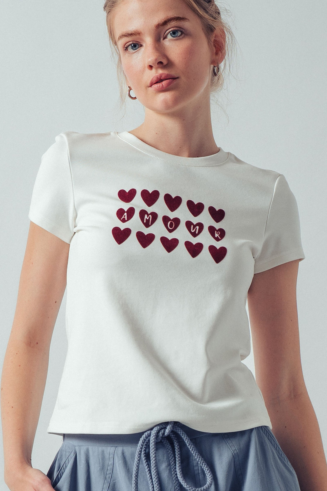 amour hearts t shirt - white