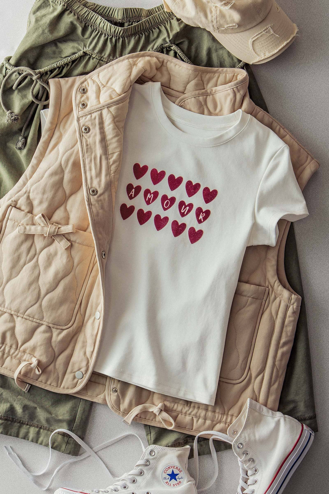 amour hearts t shirt - white