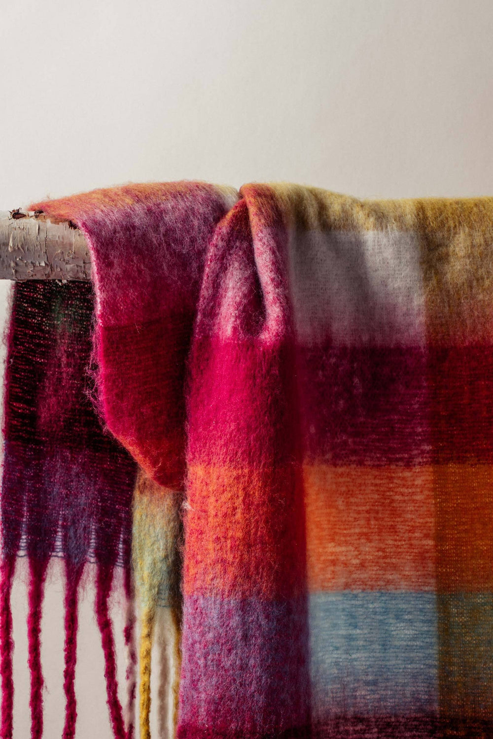 color block fringe scarf - red multi (additional view)