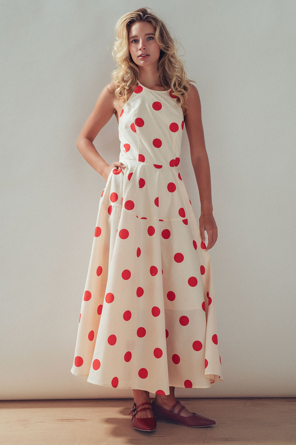 dot halter maxi dress - red (additional view)
