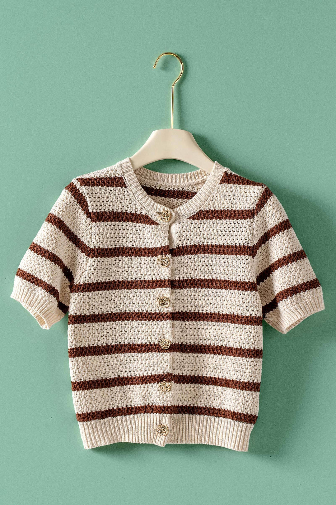 st tropez stripe cardigan - mocha