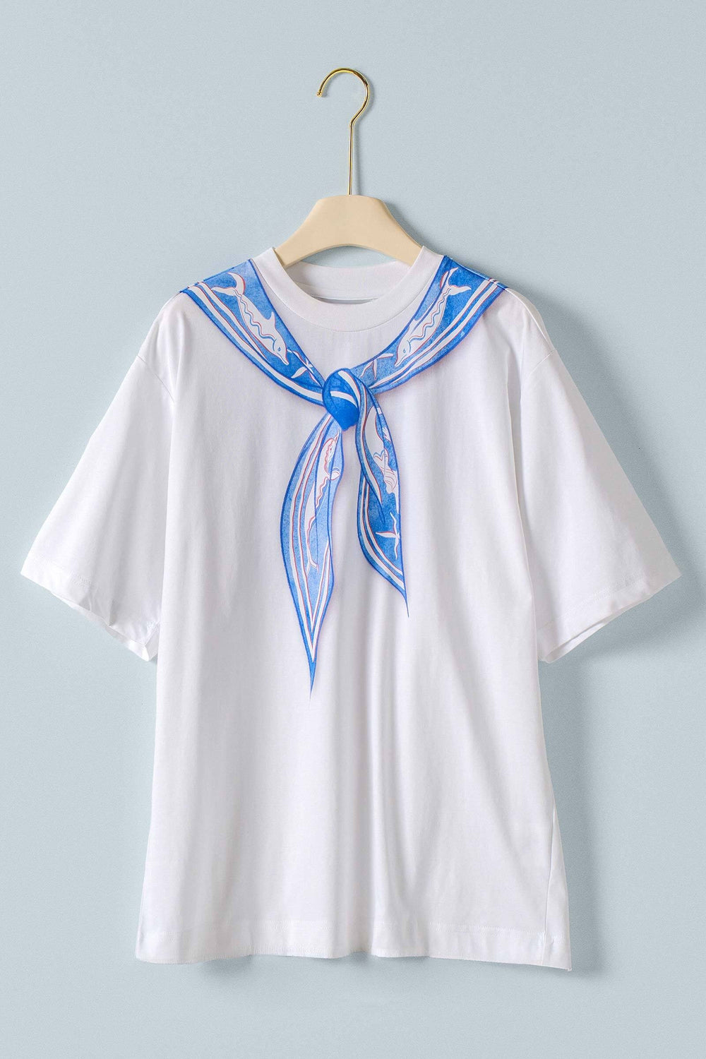 coastal chic scarf graphic tee - white (additional view)