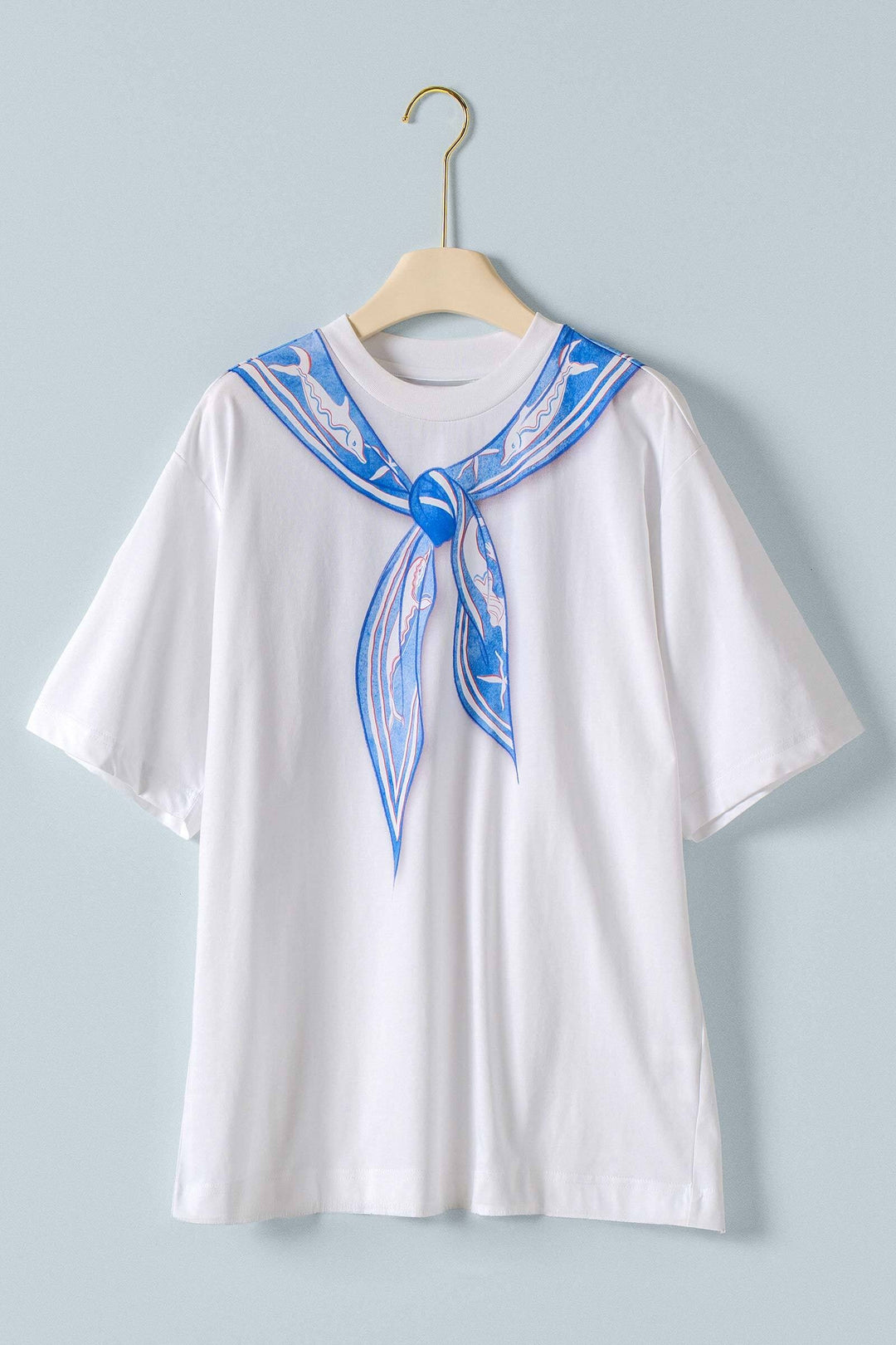 coastal chic scarf graphic tee - white (additional view)