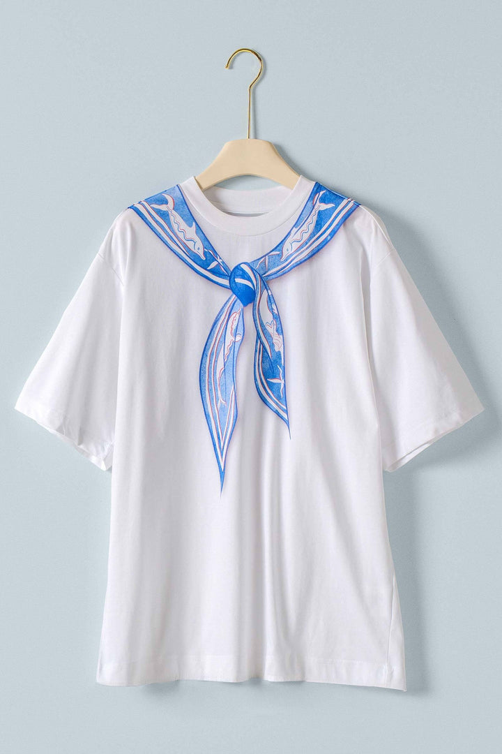coastal chic scarf graphic tee - white (additional view)