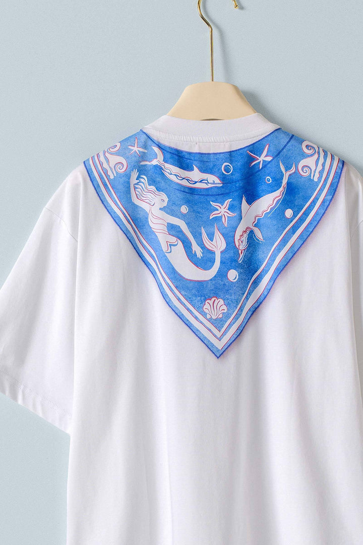 coastal chic scarf graphic tee - white (additional view)
