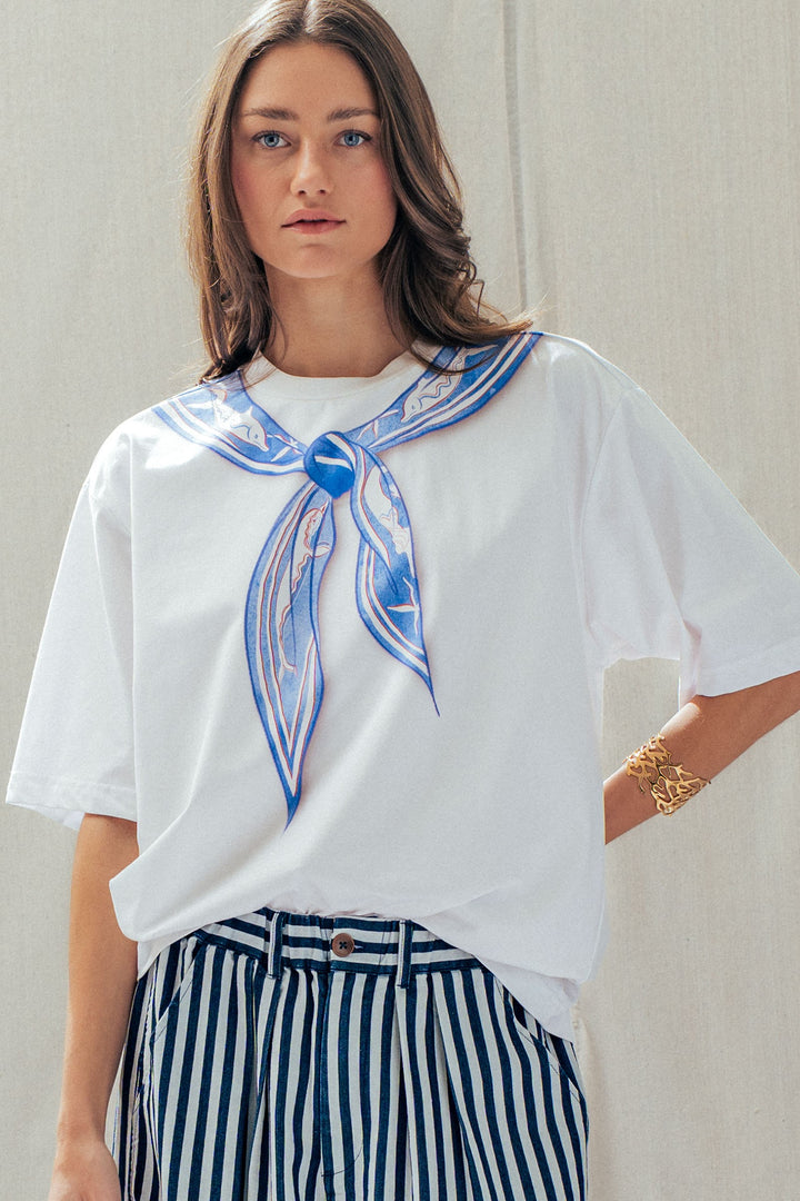 coastal chic scarf graphic tee - white (additional view)