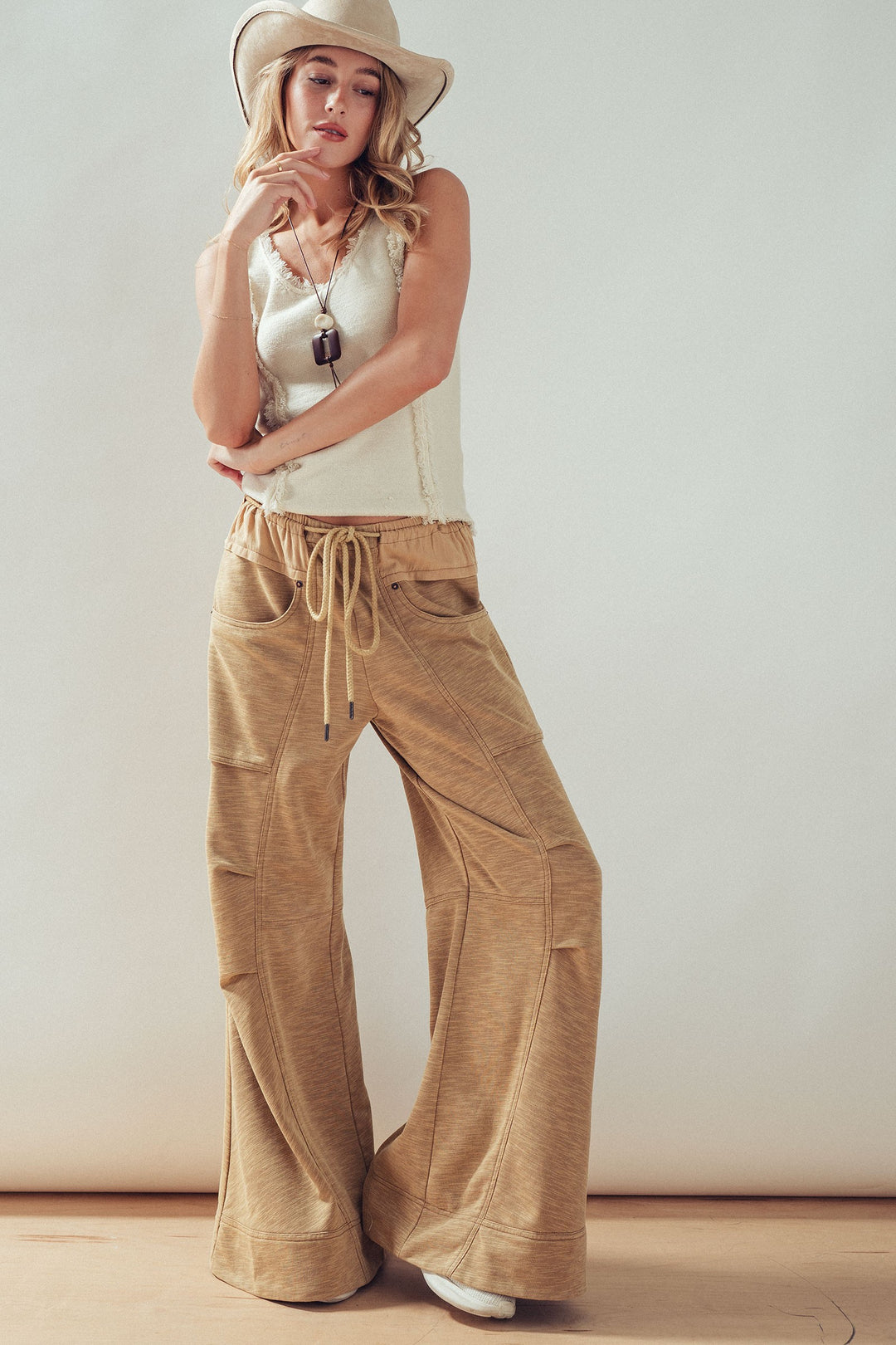 fringe knit tank top - ivory (additional view)