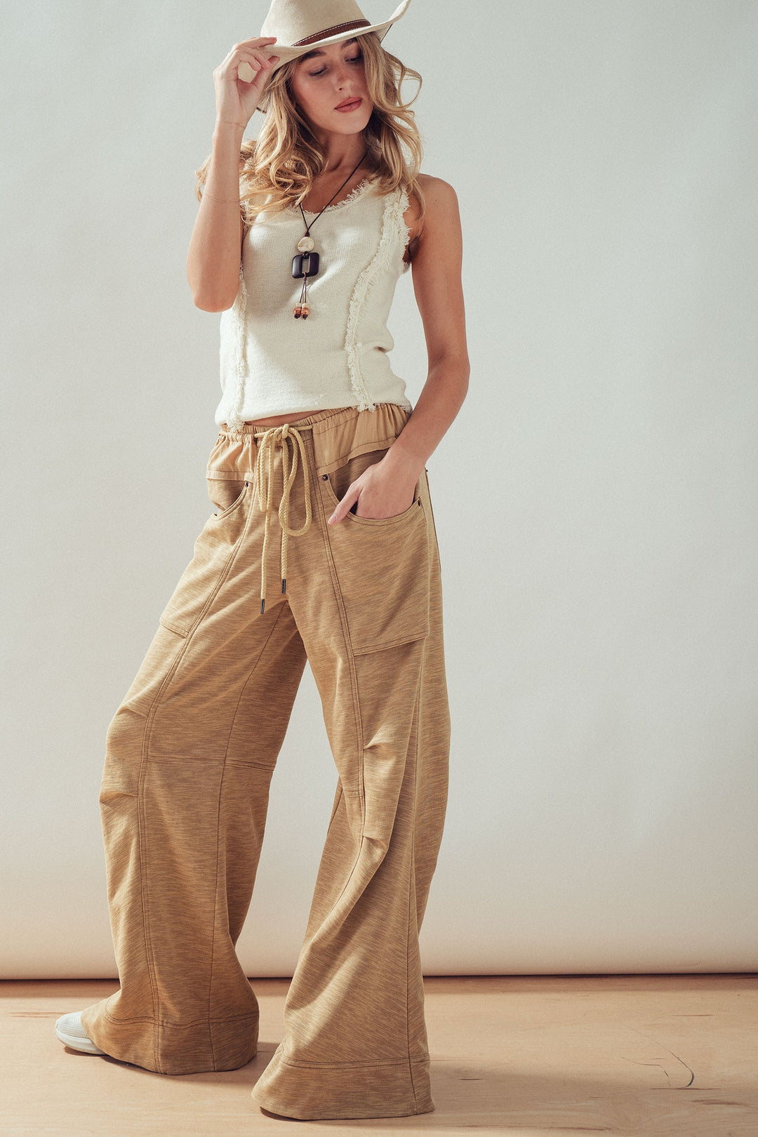 fringe knit tank top - ivory (additional view)