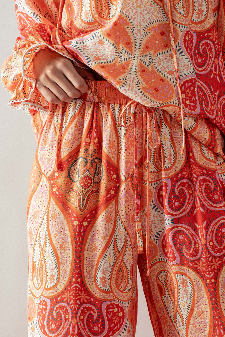 0924-4682 | Sunset Paisley Wide-Leg Palazzo Pants
