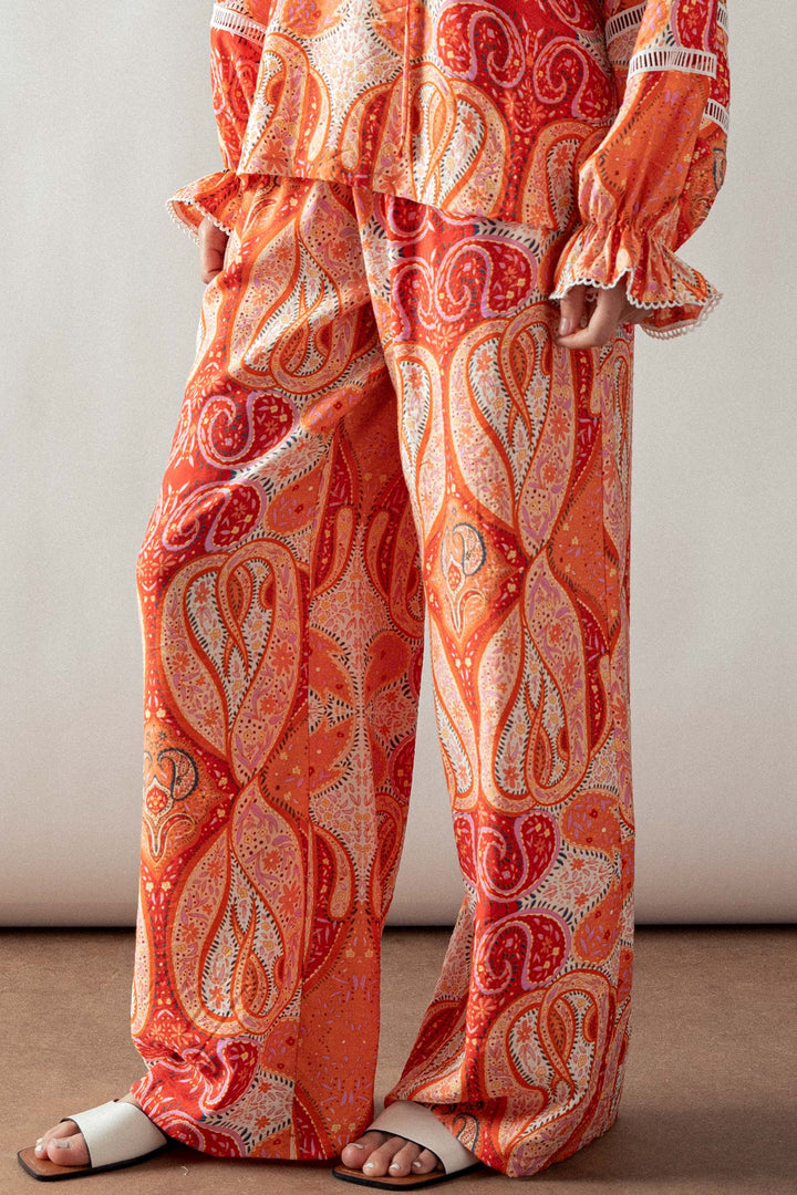 0924-4682 | Sunset Paisley Wide-Leg Palazzo Pants