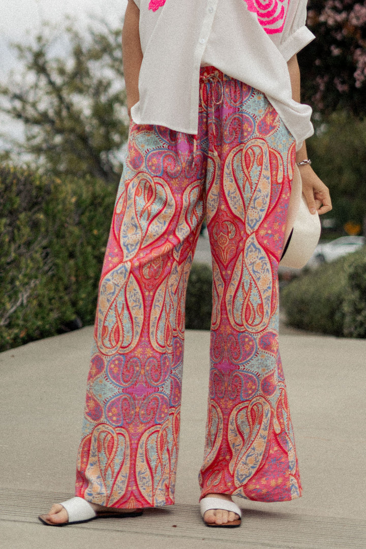 0924-4682 | Sunset Paisley Wide-Leg Palazzo Pants