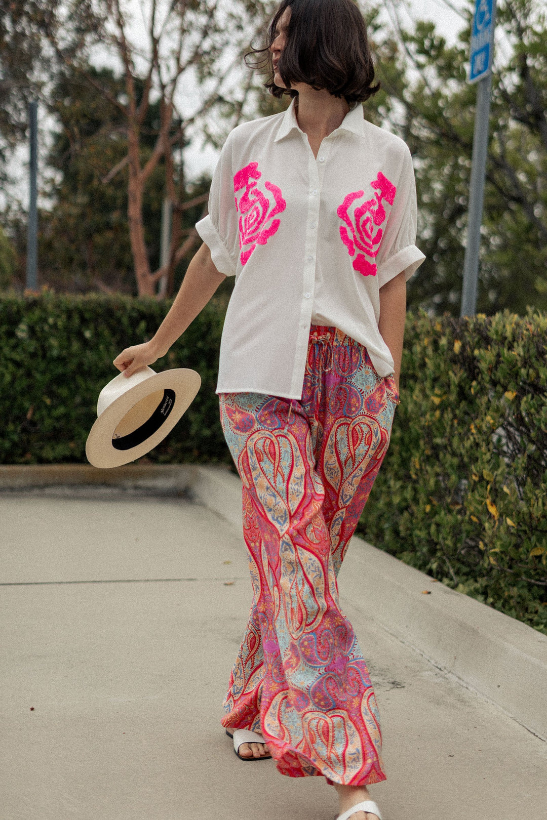 0924-4682 | Sunset Paisley Wide-Leg Palazzo Pants