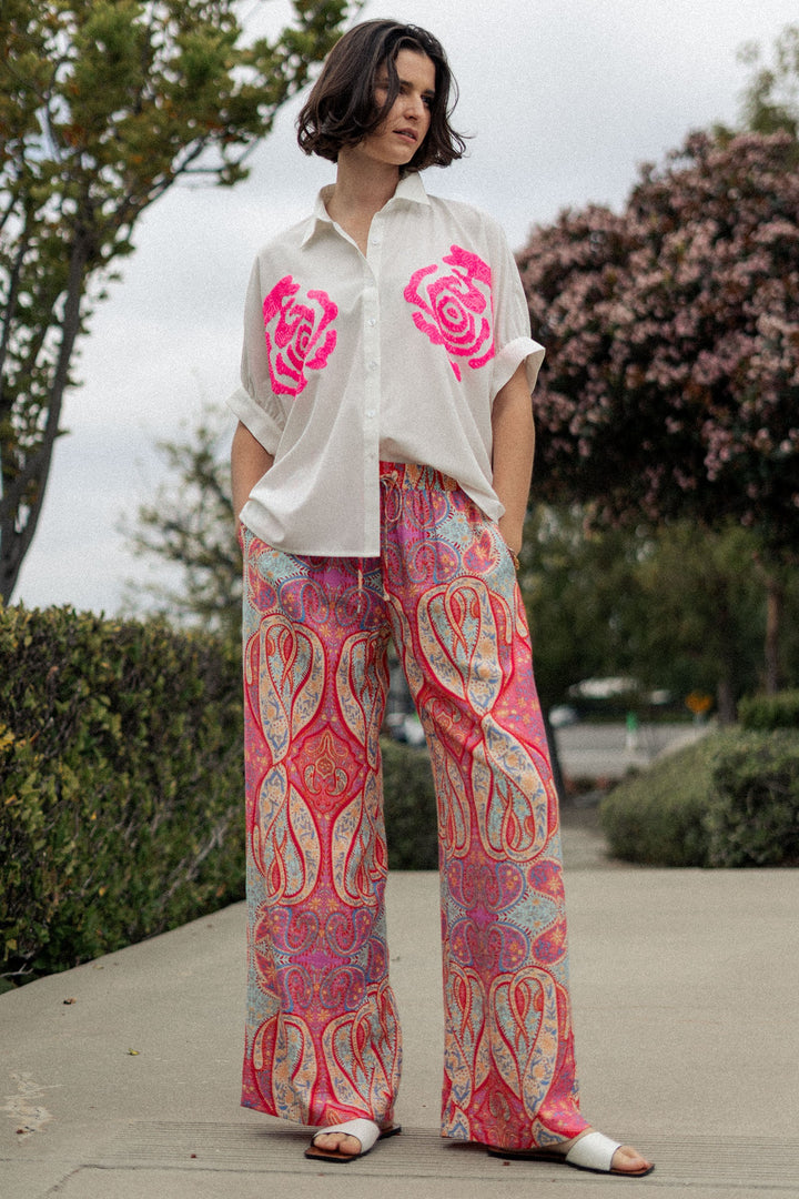 0924-4682 | Sunset Paisley Wide-Leg Palazzo Pants