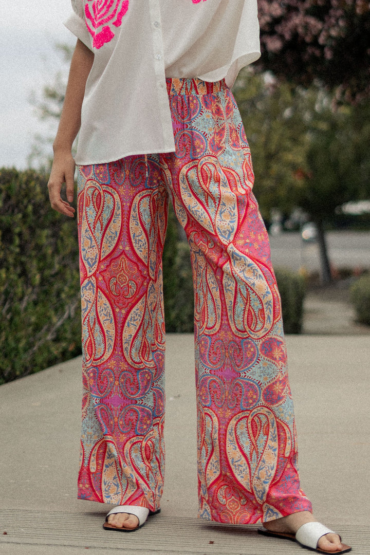 0924-4682 | Sunset Paisley Wide-Leg Palazzo Pants