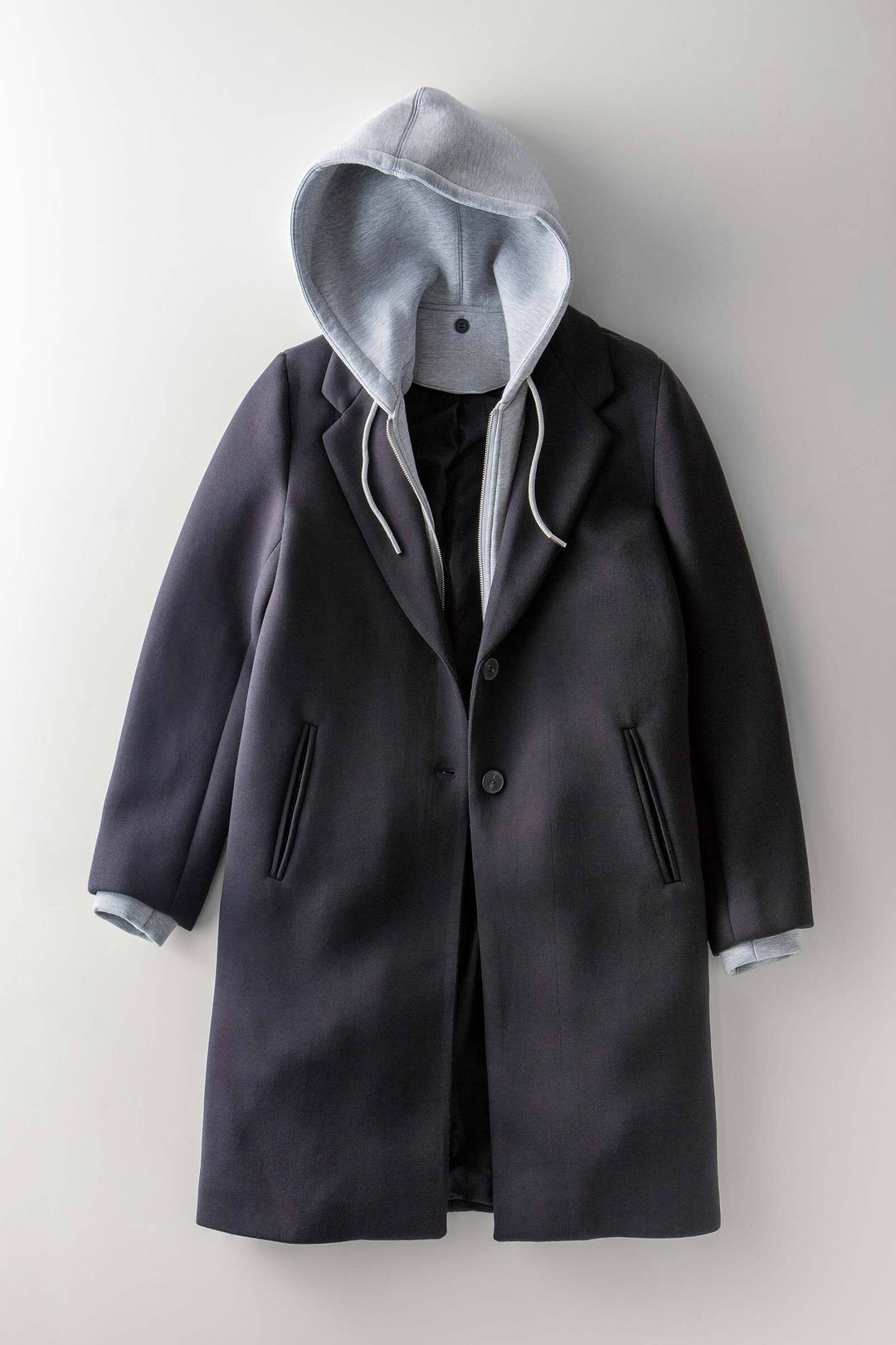 scuba topcoat with detachable hoodie - black (additional view)