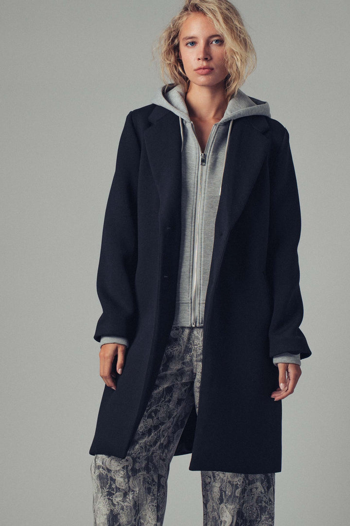 scuba topcoat with detachable hoodie - black (additional view)