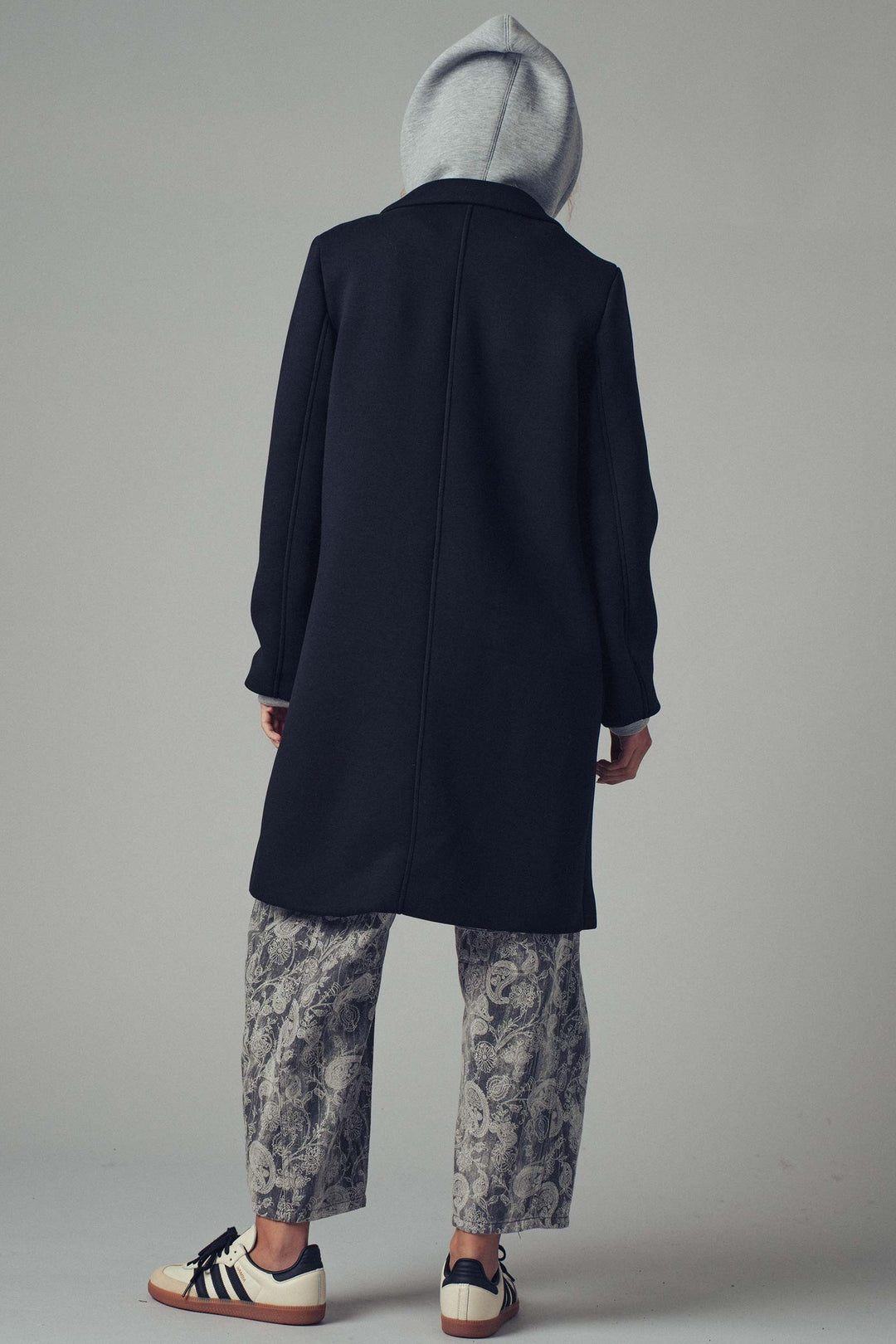 scuba topcoat with detachable hoodie - black (additional view)