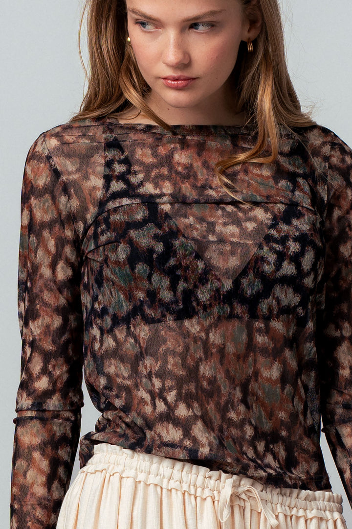 leopard mesh top - muliti (additional view)