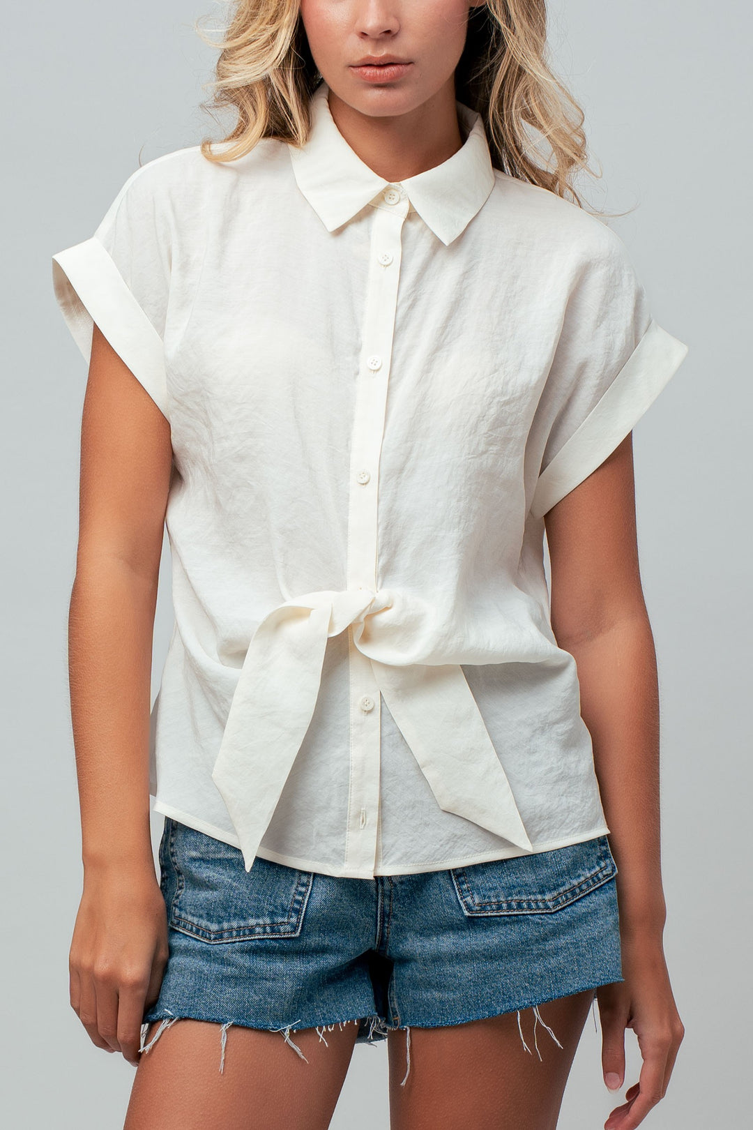 front short sleeve shirt - ivory