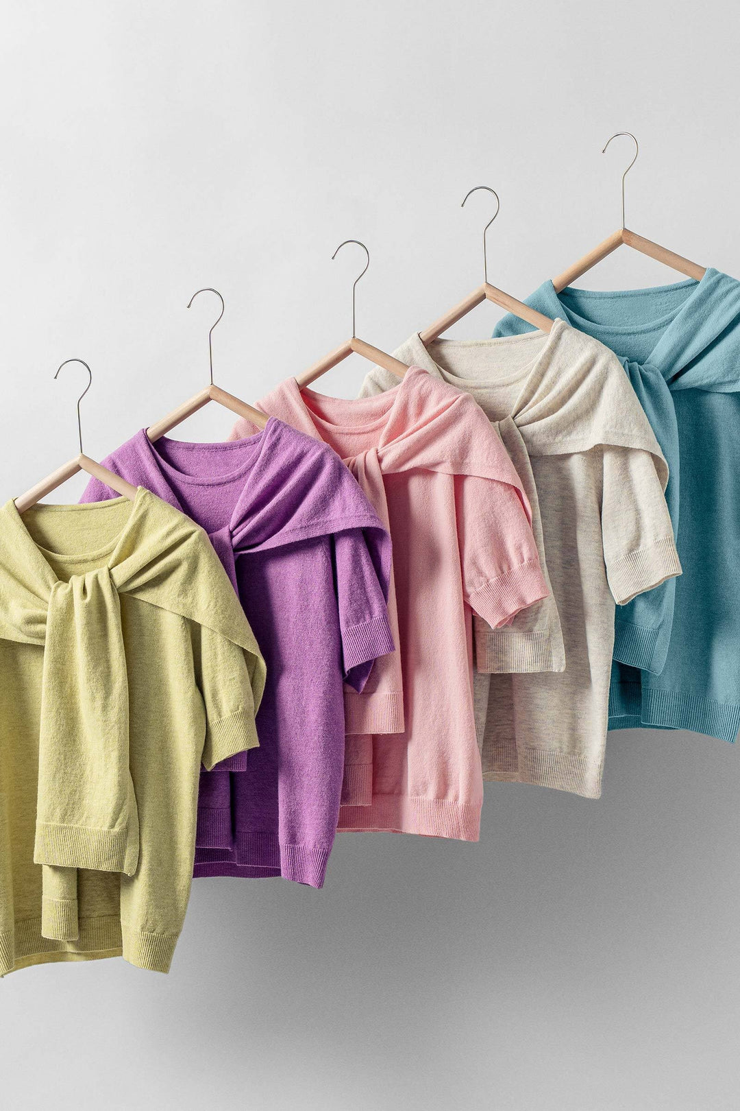 sweater drape short sleeve knit top - default