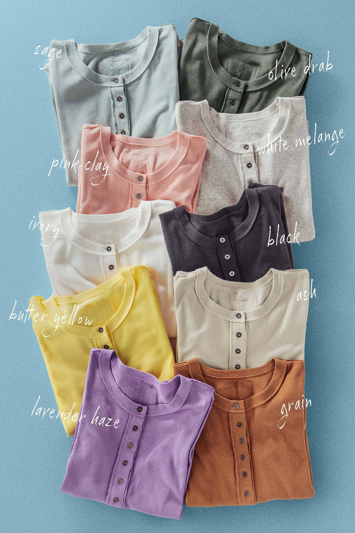 long sleeve henley top in soft ribbed knit - default (additional view)