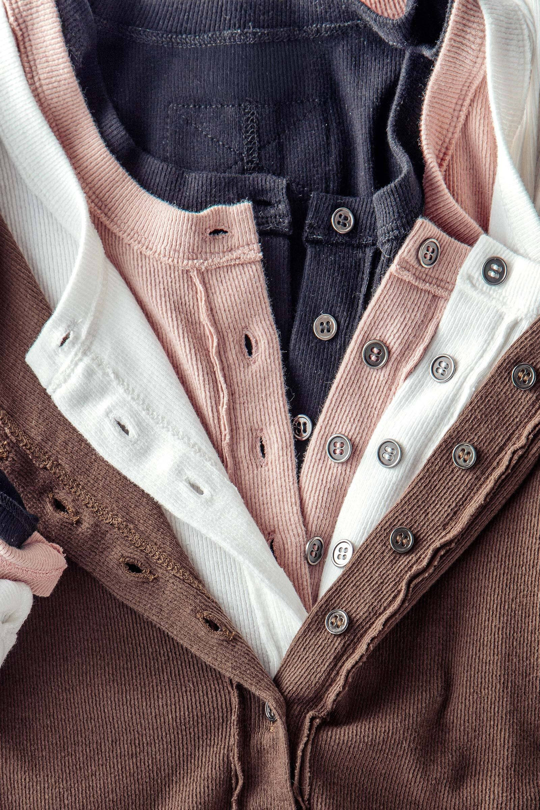 long sleeve henley top in soft ribbed knit - default (additional view)