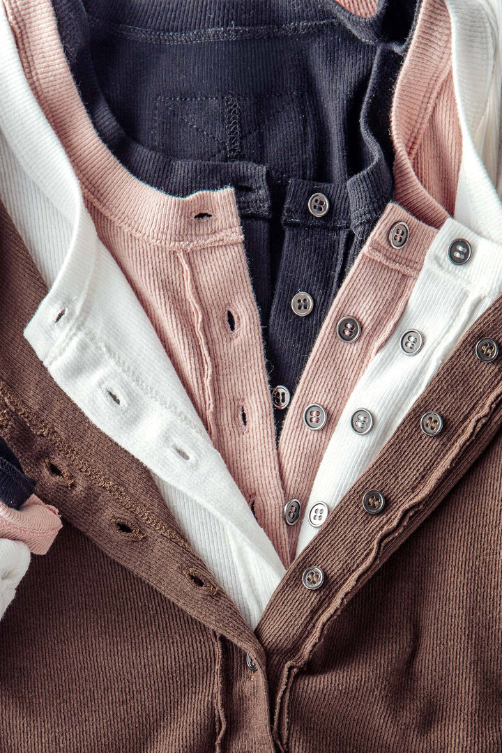 long sleeve henley top in soft ribbed knit - default (additional view)