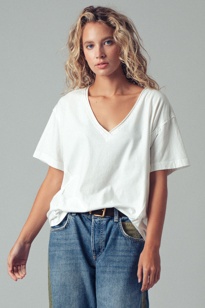 vintage wash v neck tee - default (additional view)